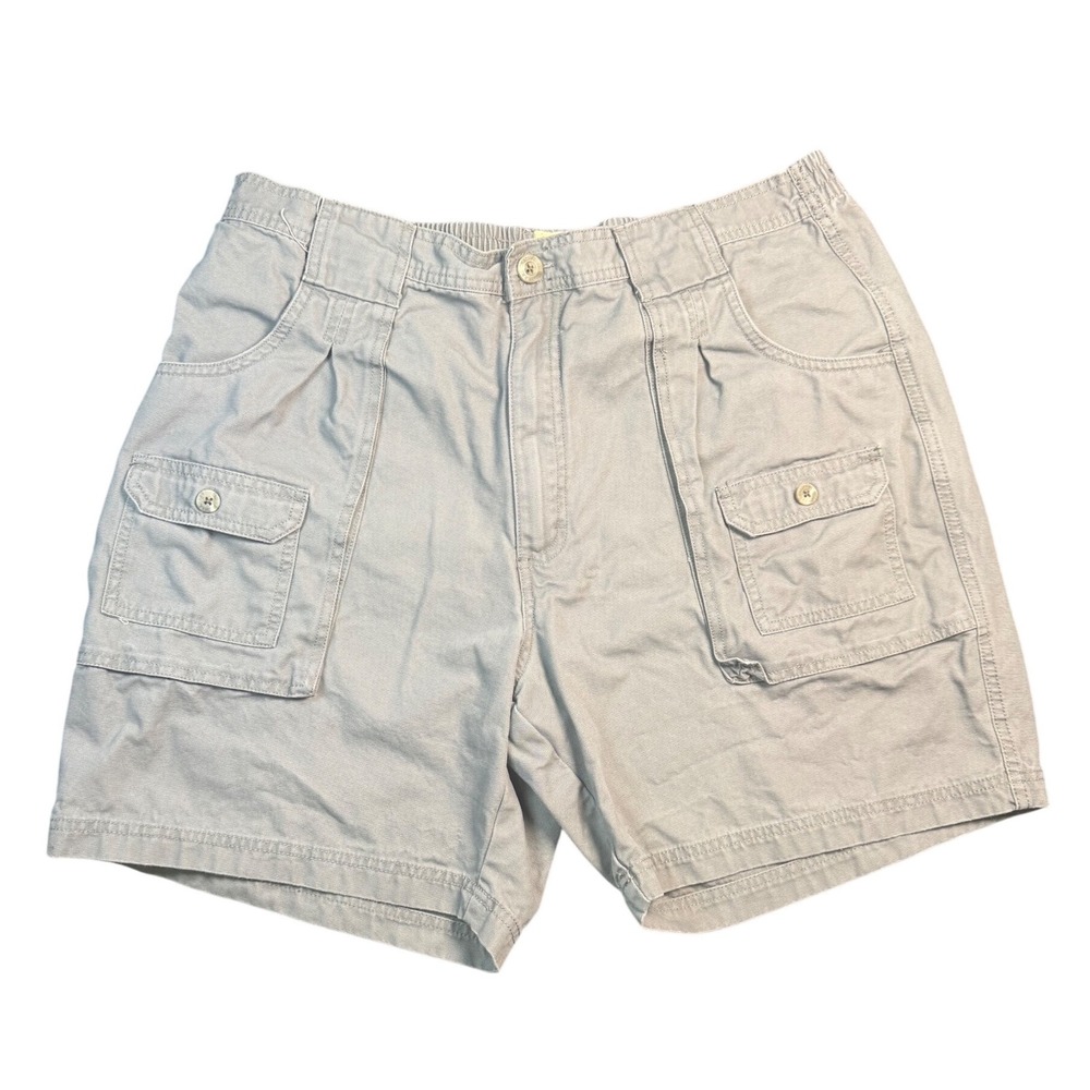 RedHead Mens Khaki Canvas Cargo Shorts Size 40 Elastic Waist Utility Outdoor Tan